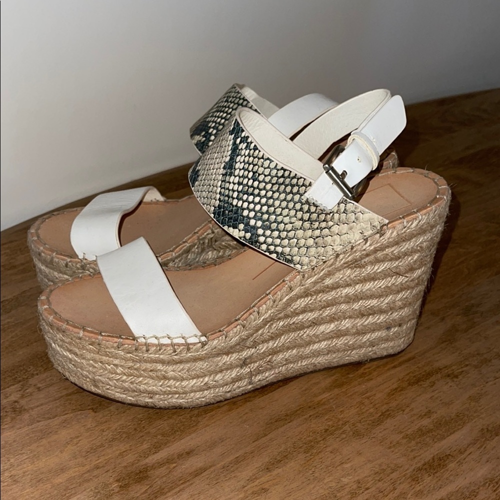 4 for $40 - Dolce Vita White and Tan Espadrille Wedges